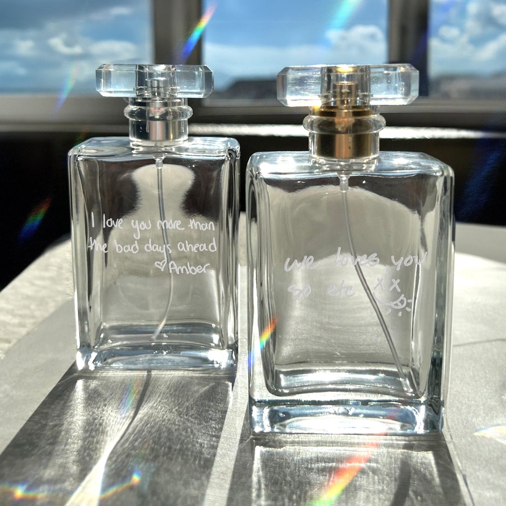 Handcrafted Personalized Mom Glass Perfume Bottle with Handwriting suitable for mother daughter wedding gifts and mom keepsake