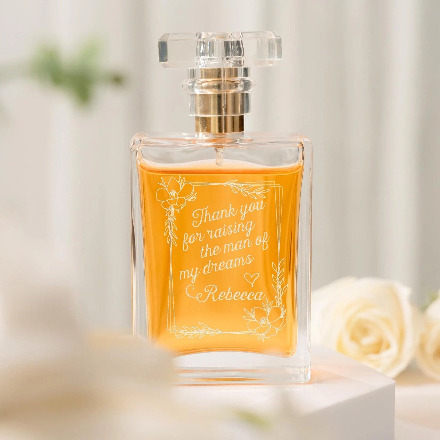 Beautiful Personalized Mother of Groom Glass Perfume Bottle suitable for engraved perfume bottle and wedding celebrations