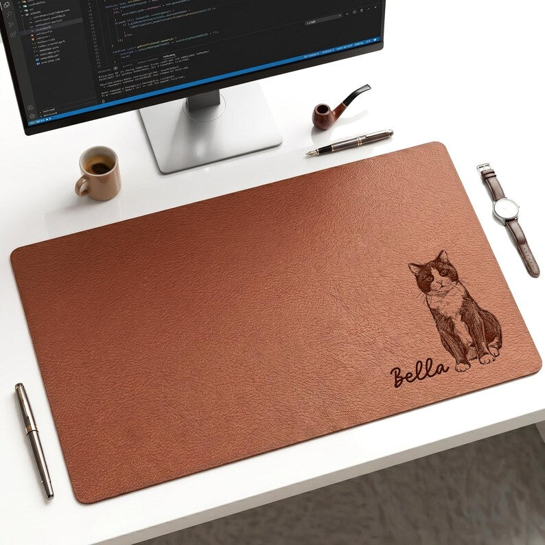 Custom keyboard pad featuring a personalized pet image, creating a thoughtful and practical dog father gift from the family.