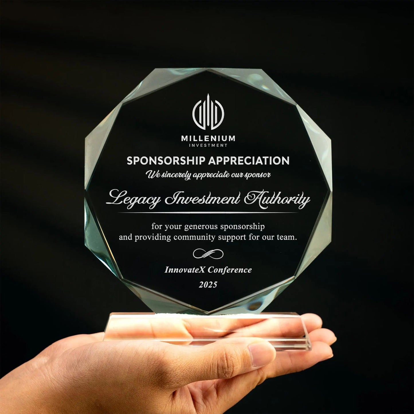 Custom engraved Personalized Sponsor Recognition Award perfect for sponsorship gift ideas and recognition events
