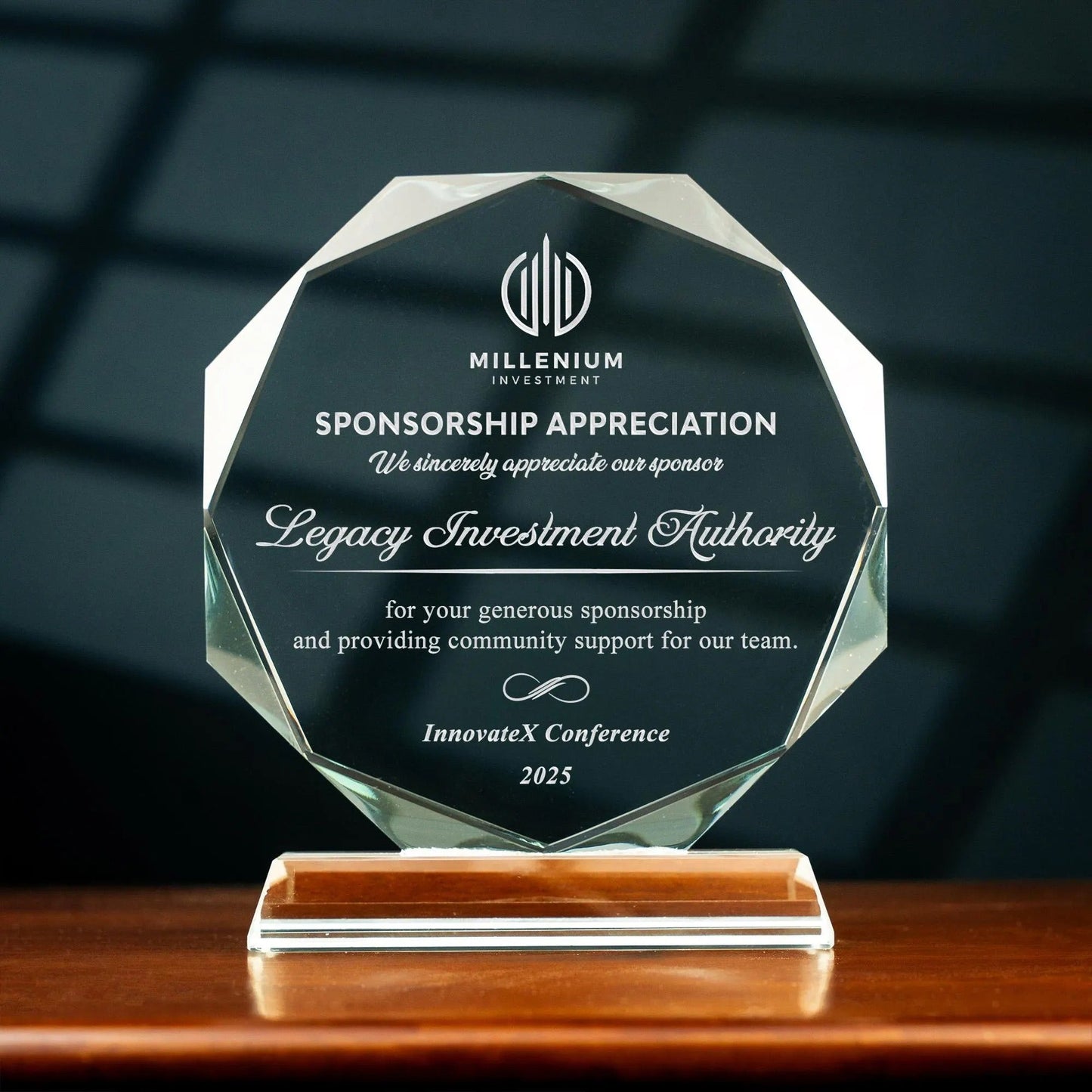 Unique Personalized Sponsor Recognition Award ideal as sponsor award and lasting donor appreciation gifts