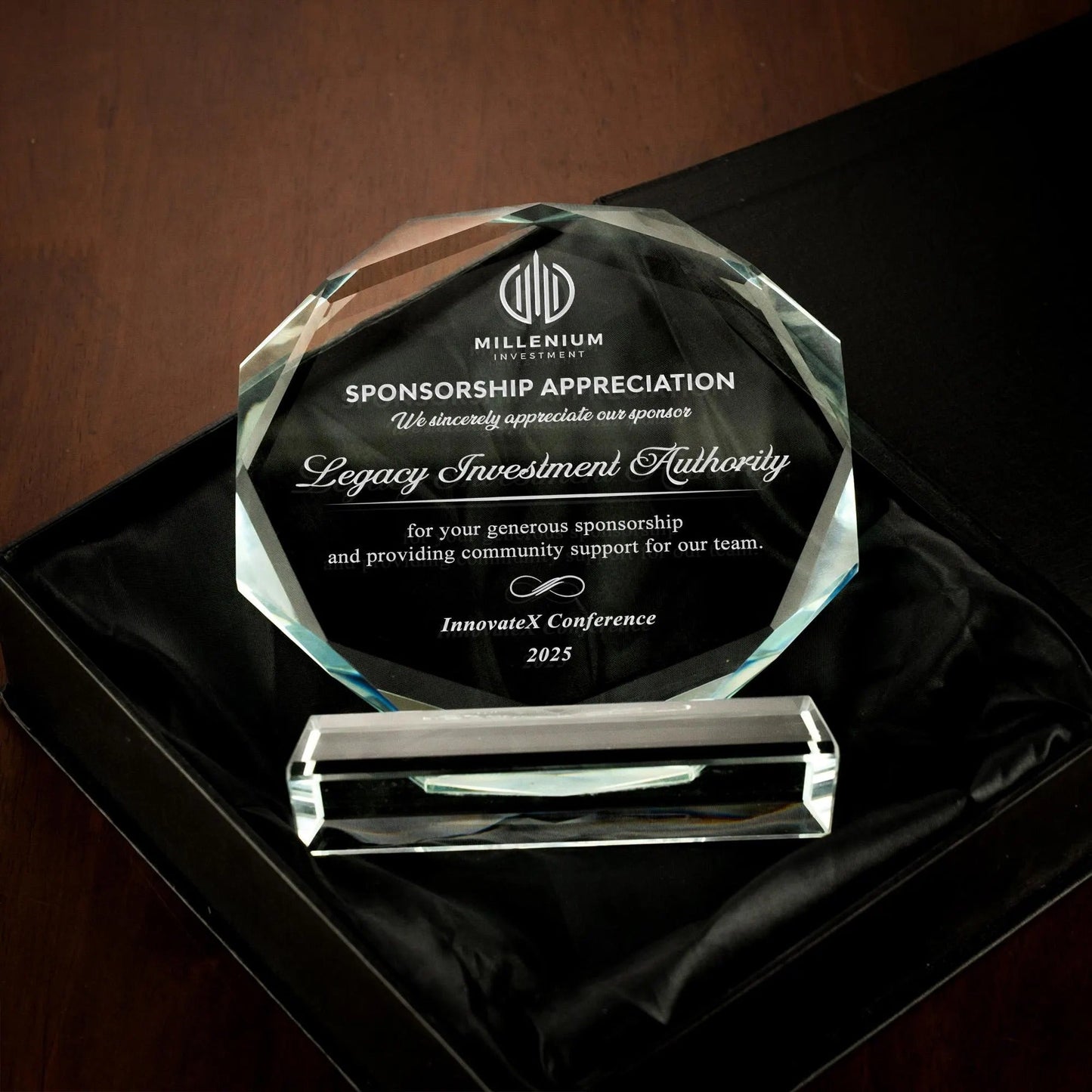 Timeless Personalized Sponsor Recognition Award presented as thoughtful donor appreciation gifts and sponsor award