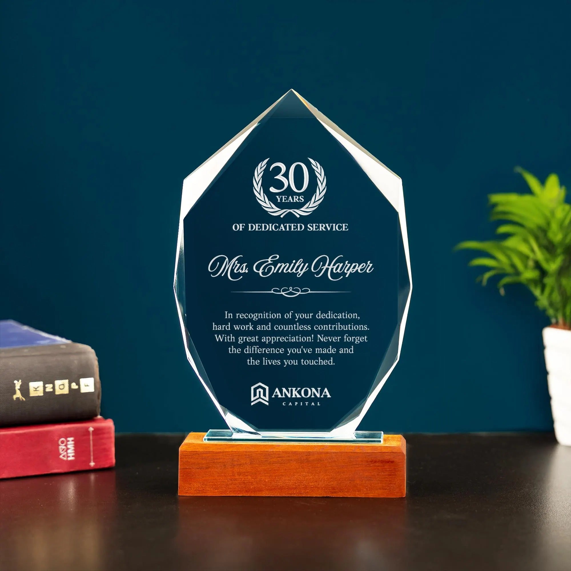 Personalized Staff Appreciation Crystal Award – Lucy Engraving