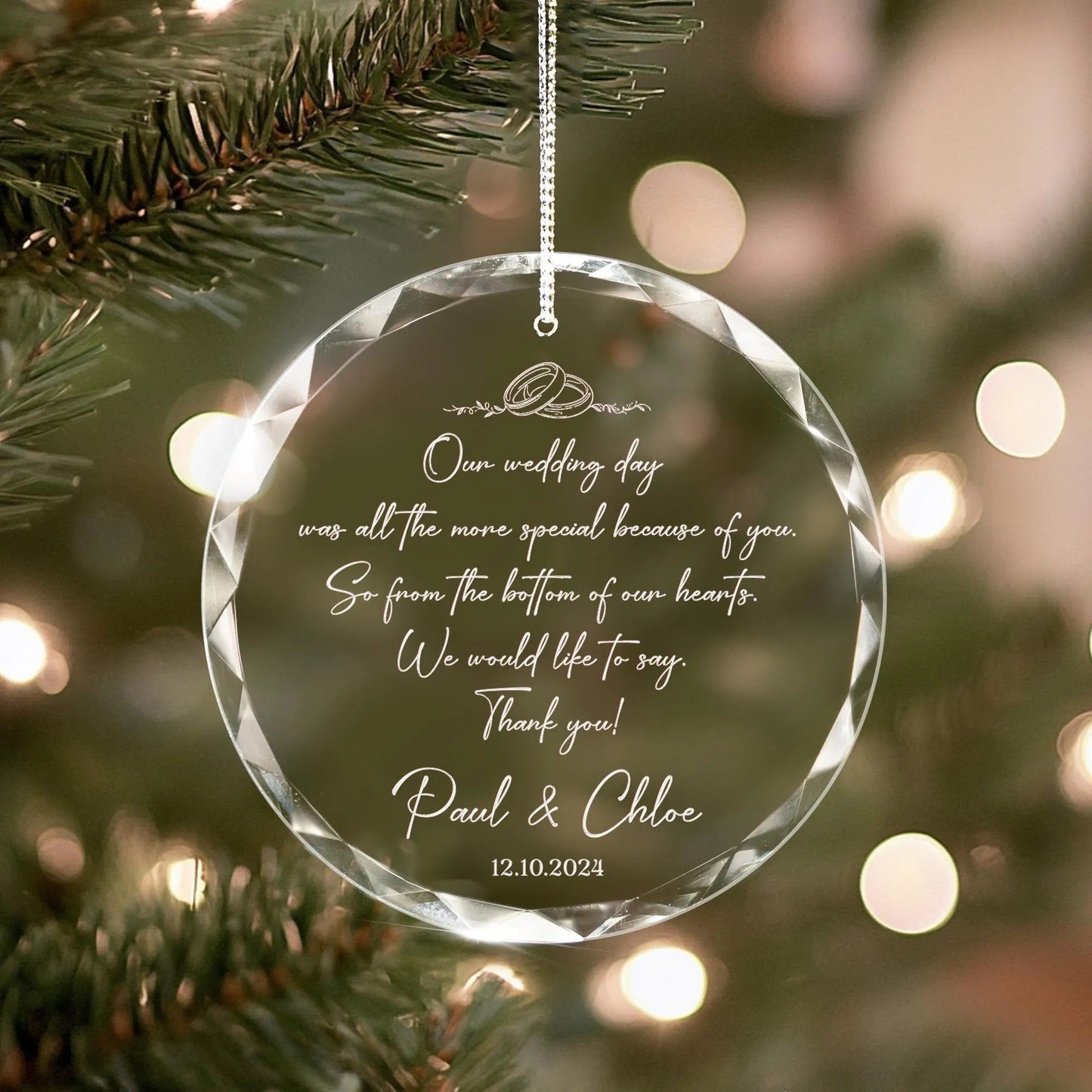 Personalized wedding Christmas ornaments perfect for thanking your wedding officiant