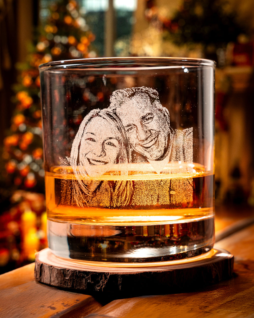 personalized bourbon glass - 11 oz laser engraved with photo
