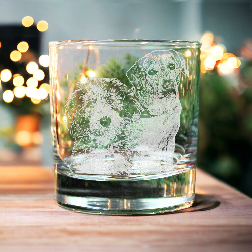 personalized dog whiskey glass - laser engraved