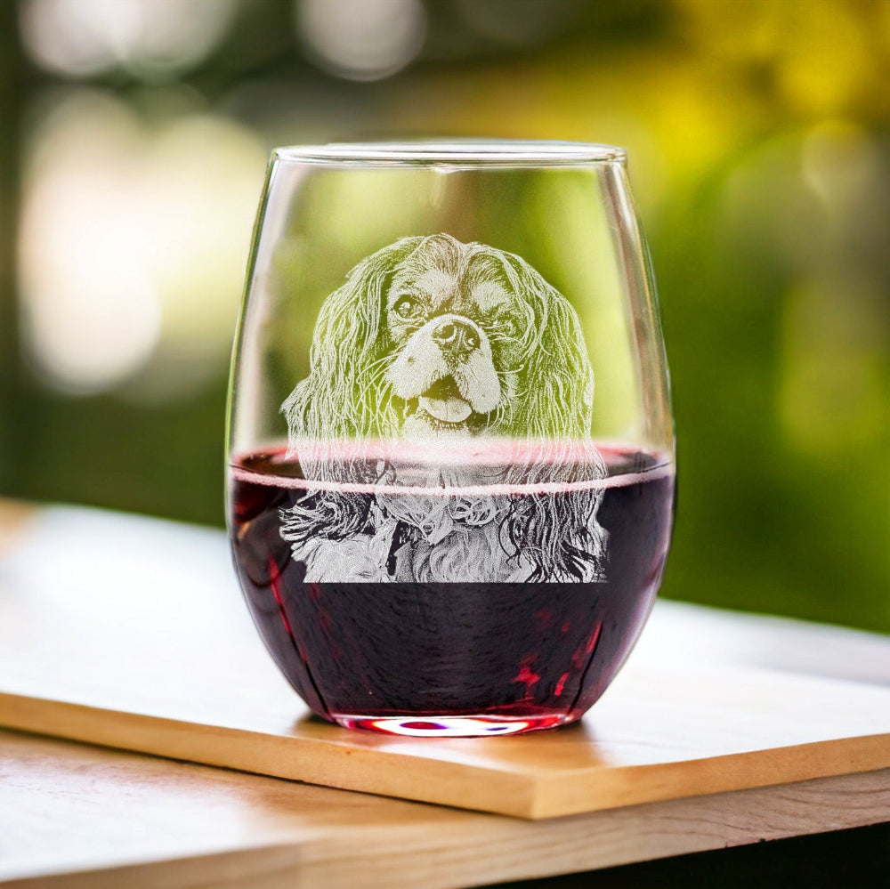 personalized dog wine glass - laser engraved 15 oz