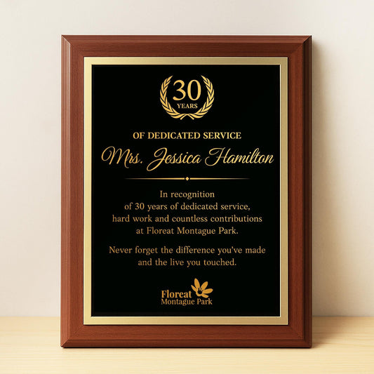 years of service recognition custom plaques