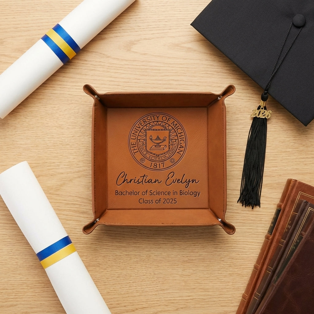 Personalized Leather Valet Tray