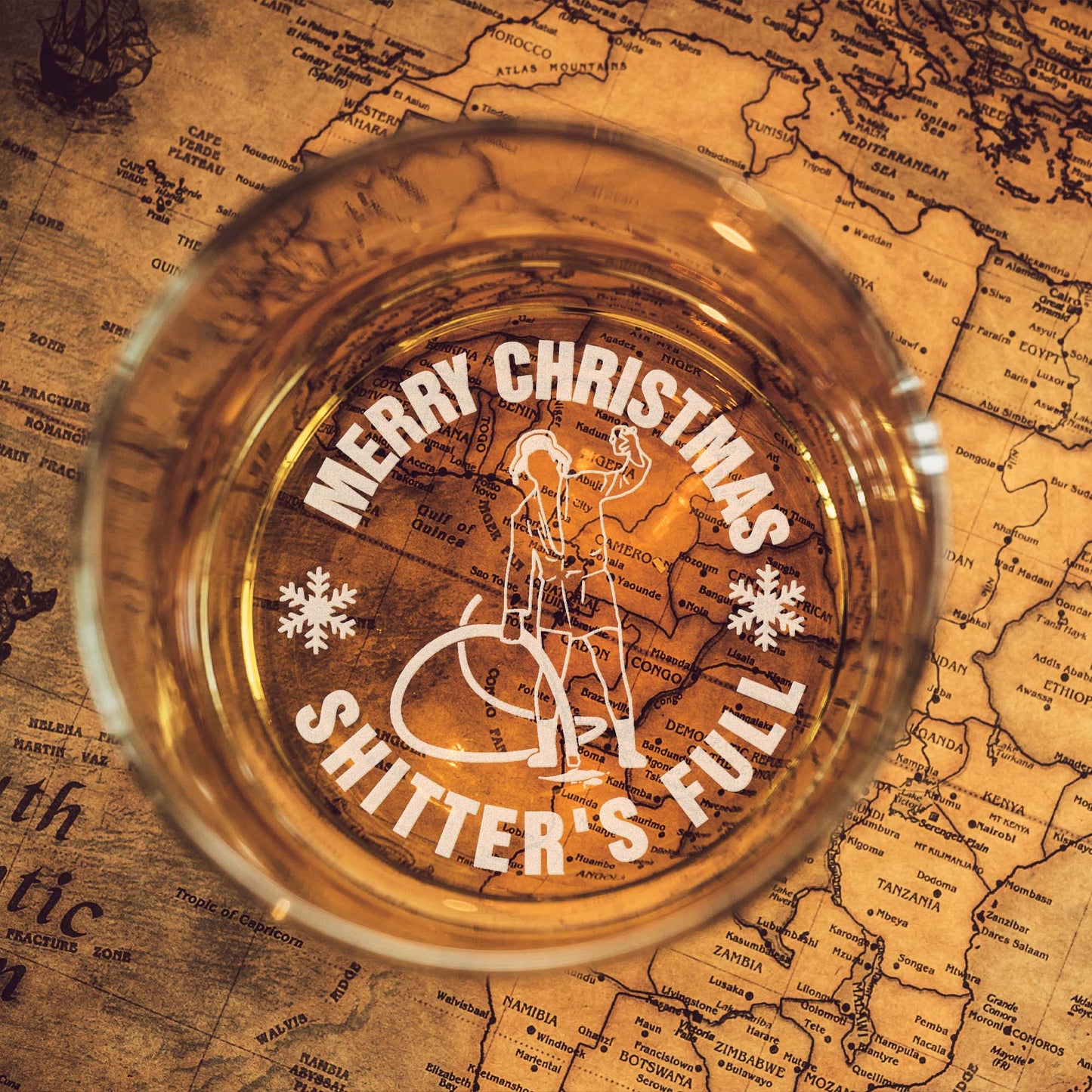 Merry Christmas Shitters Full Whiskey Glass