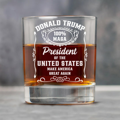 President Trump 2024 Whiskey Glass Engraved