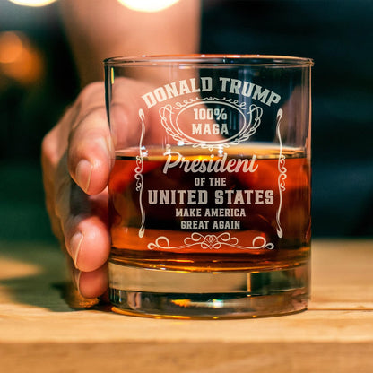 President Trump 2024 Whiskey Glass Engraved