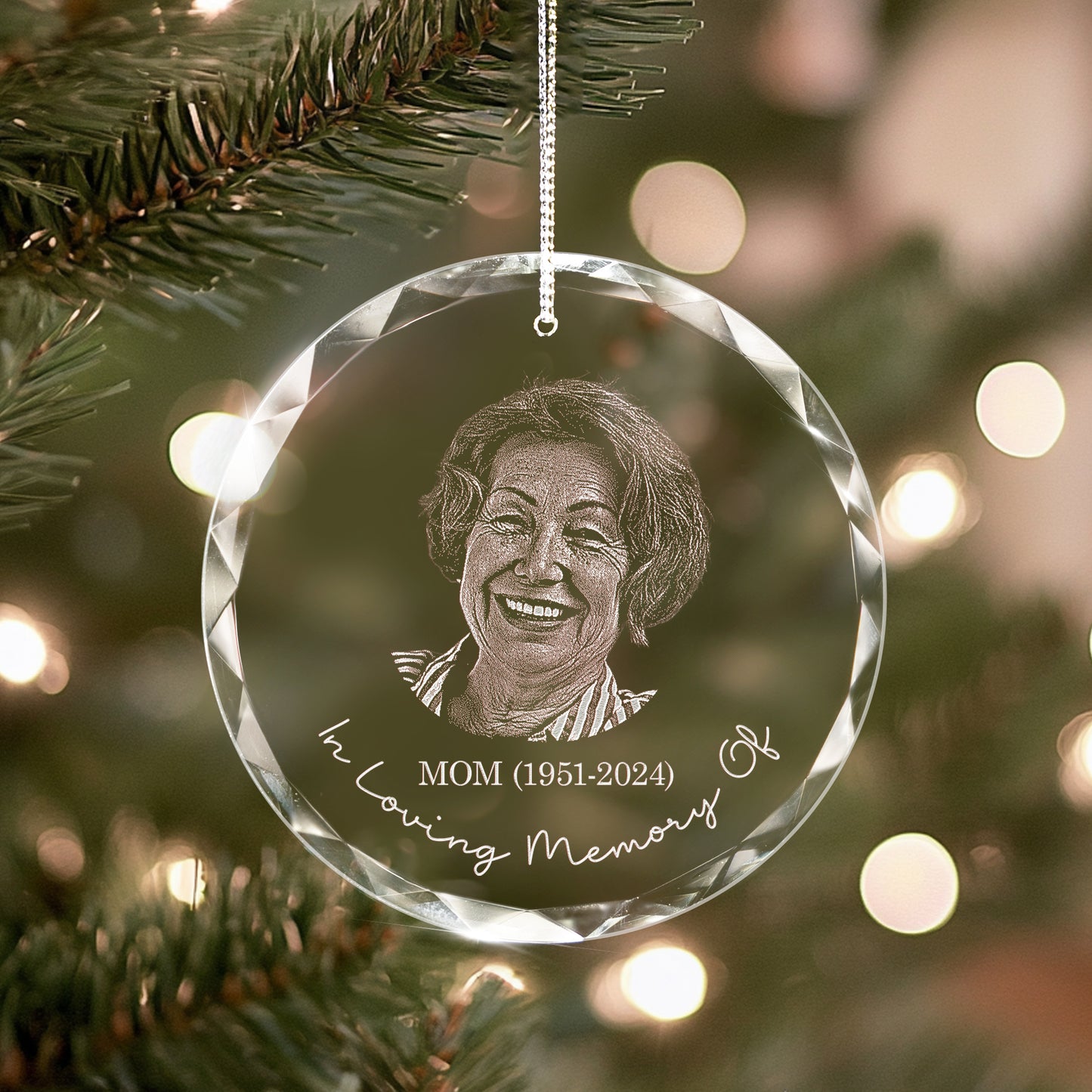 Personalized Memorial Crystal Ornament Engraved