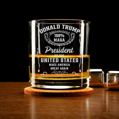 President Trump 2024 Whiskey Glass Engraved