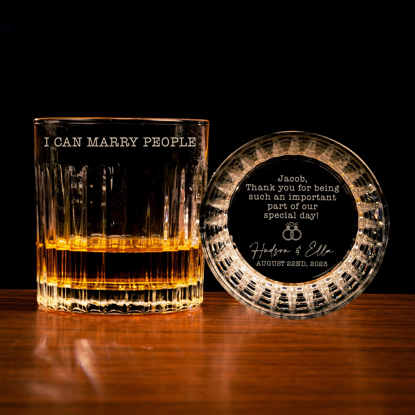 Personalized Officiant Whiskey Glass Engraved