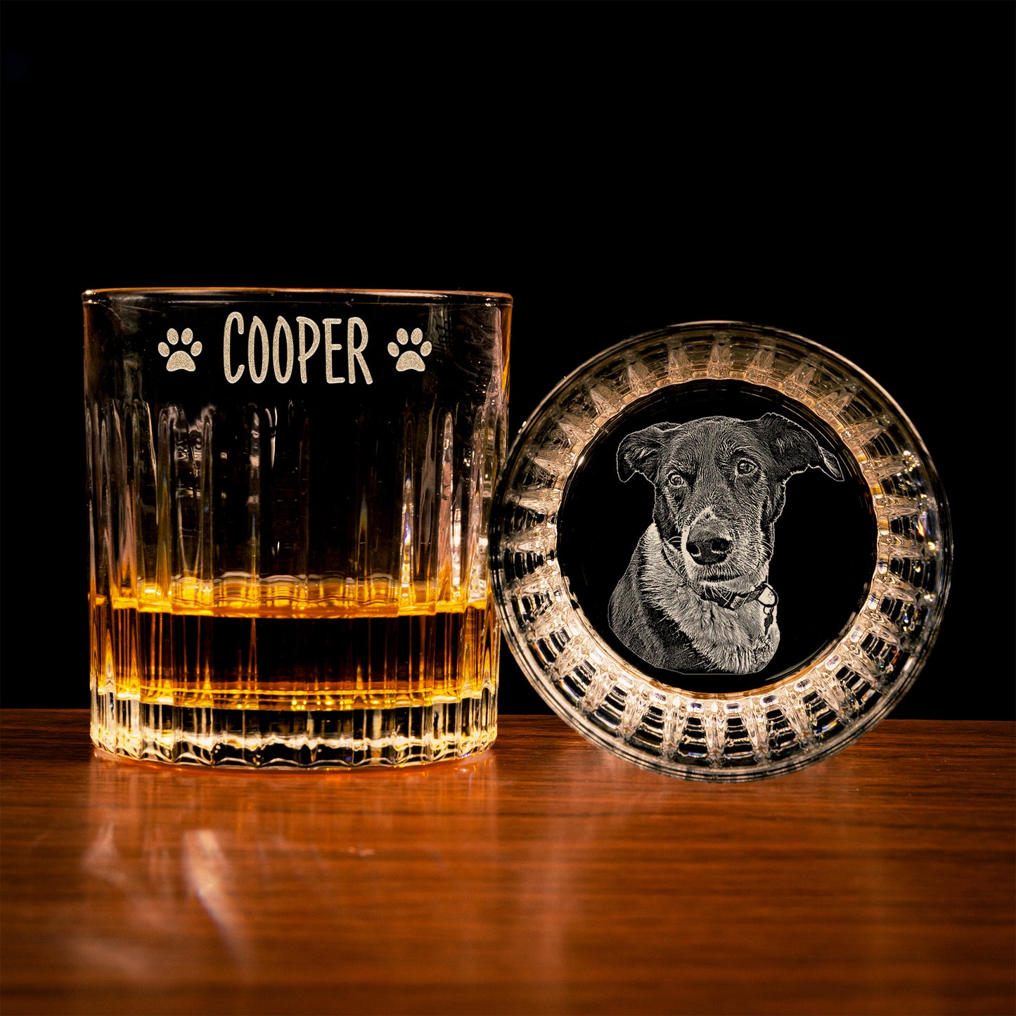 Custom Dog Photo Crystal Whiskey Glass