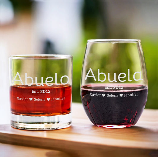 Personalized Abuela Abuelo Glass Set