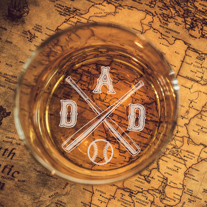 Custom Baseball Dad Whiskey Glass Gifts