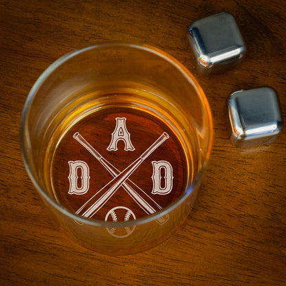 Custom Baseball Dad Whiskey Glass Gifts