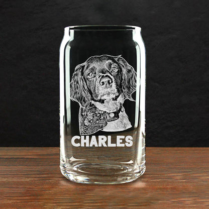 Custom Engraved Pint Glass with Your Dog's Photo