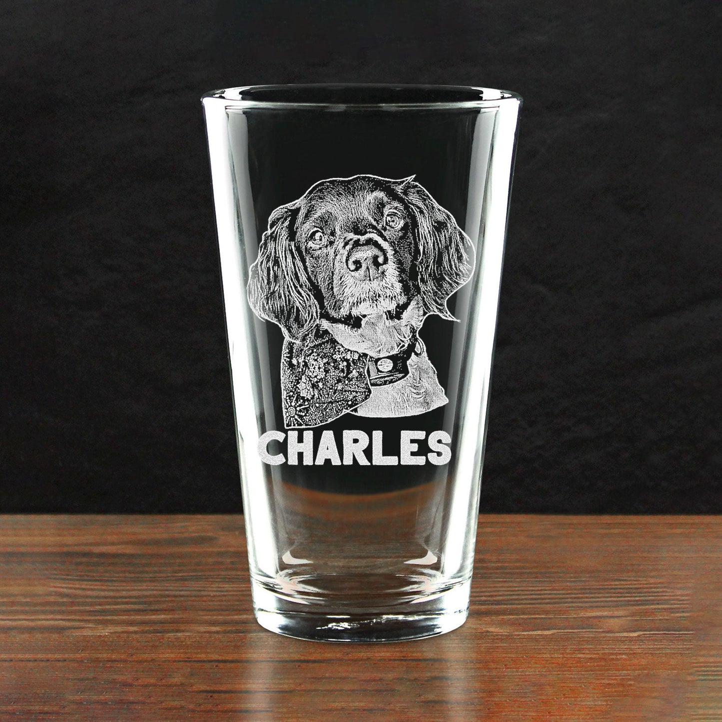 Custom Engraved Pint Glass with Your Dog's Photo