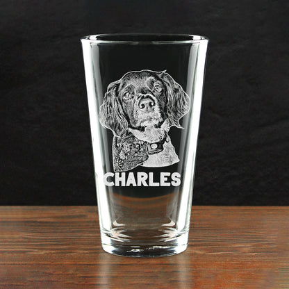 Custom Engraved Pint Glass with Your Dog's Photo