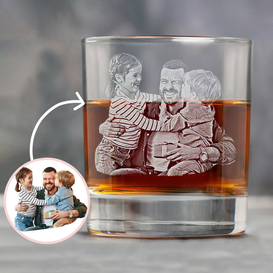 Custom Photo Whiskey Glass Father's Day Gift for Dad