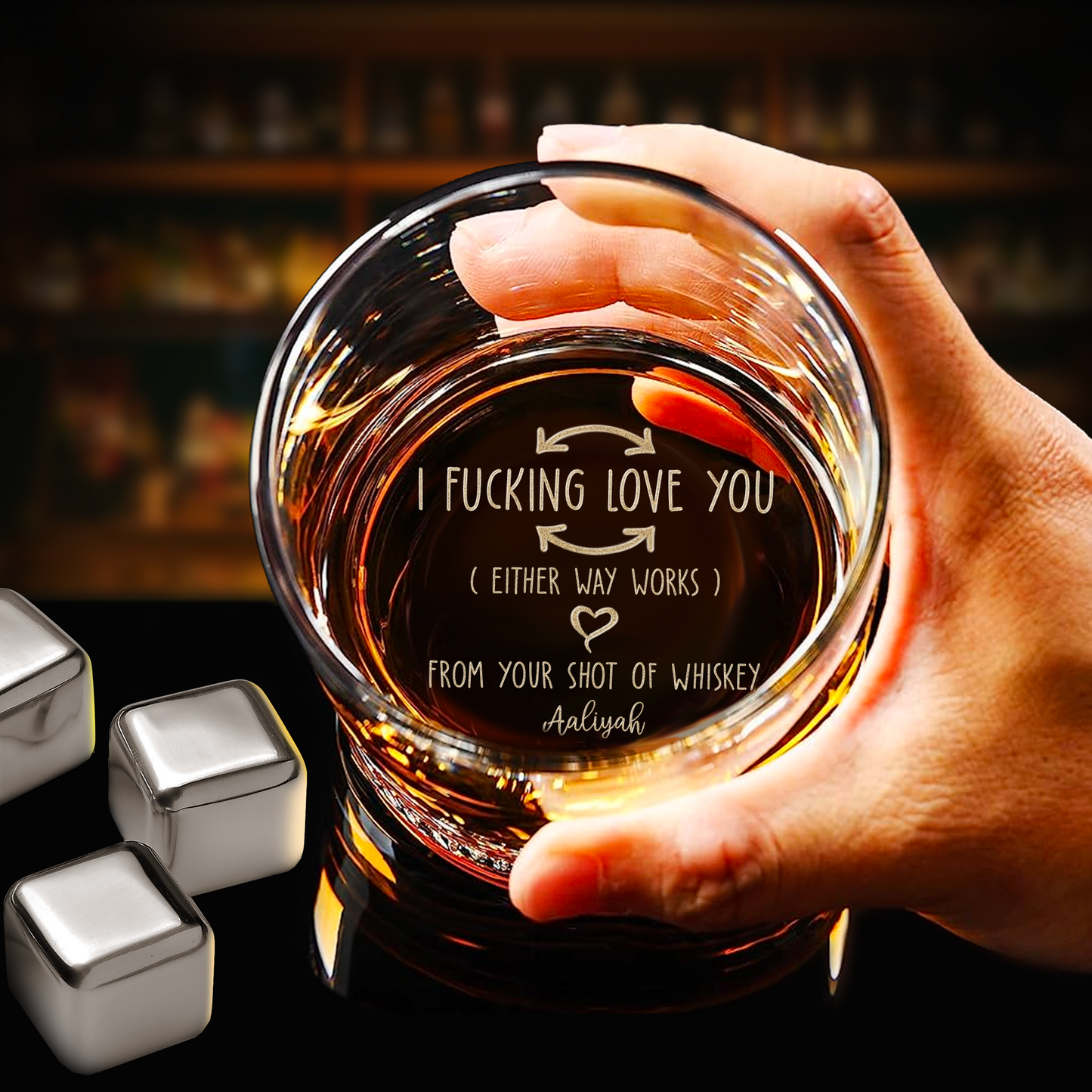 Custom I F-king Love You Whiskey Glass