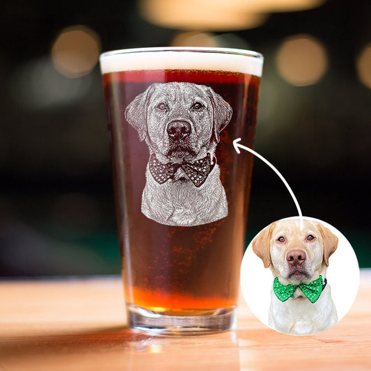 personalized dog pint glass - 16 oz laser engraved 