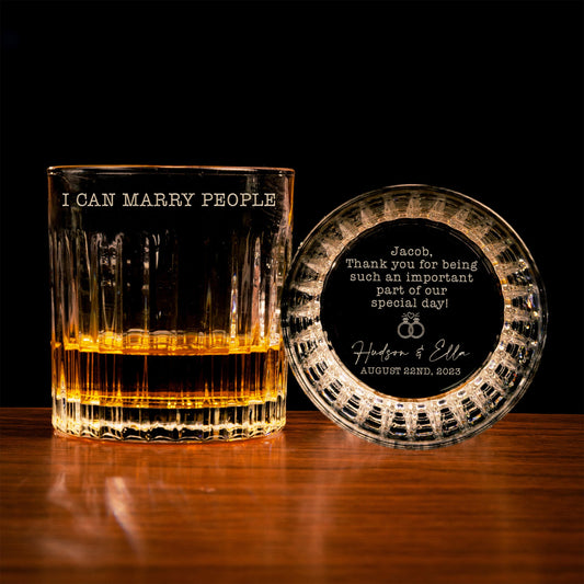 I Can Marry People Personalized Crystal Whiskey Glass