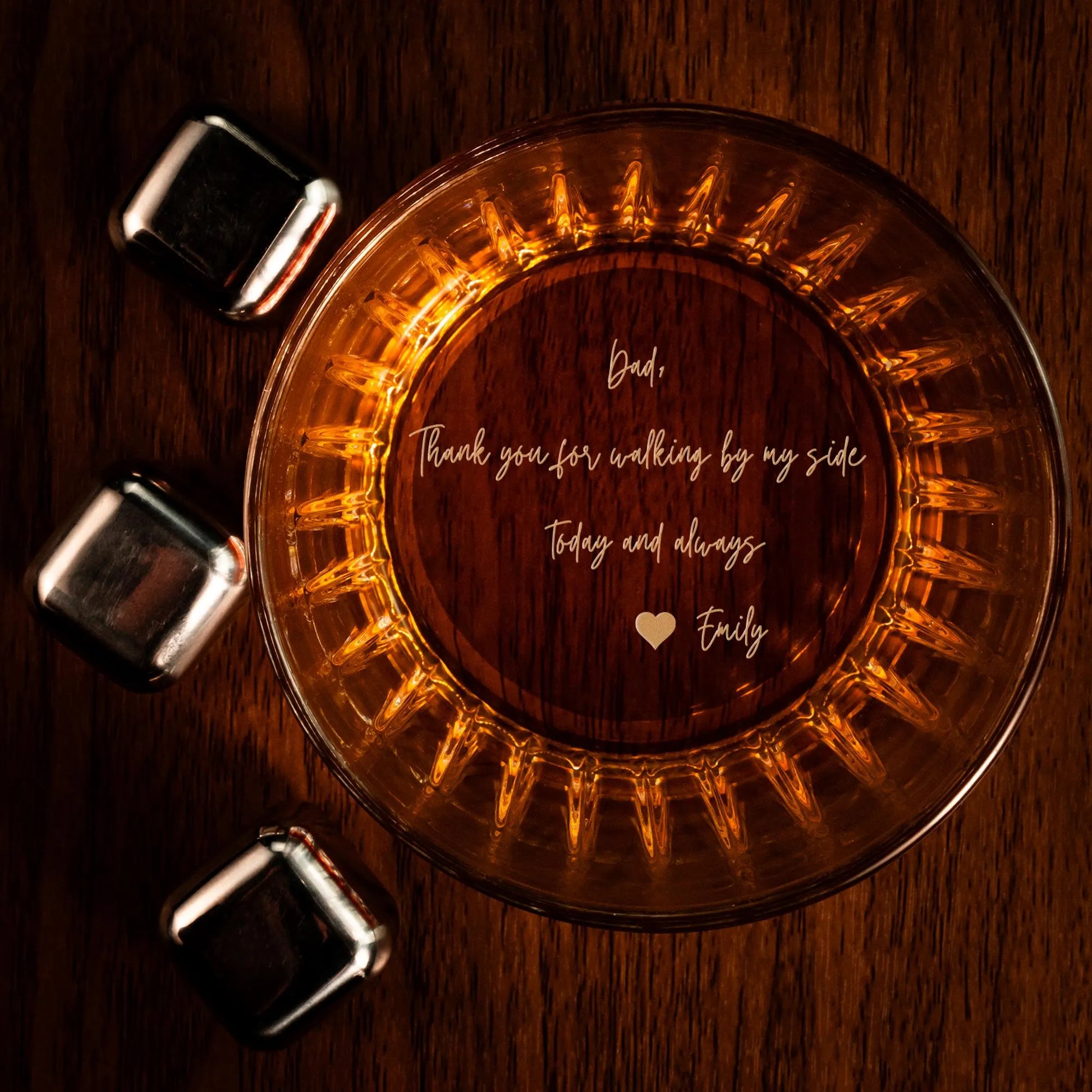 Personalized Handwriting crystal Whiskey Glass - bottom engraved