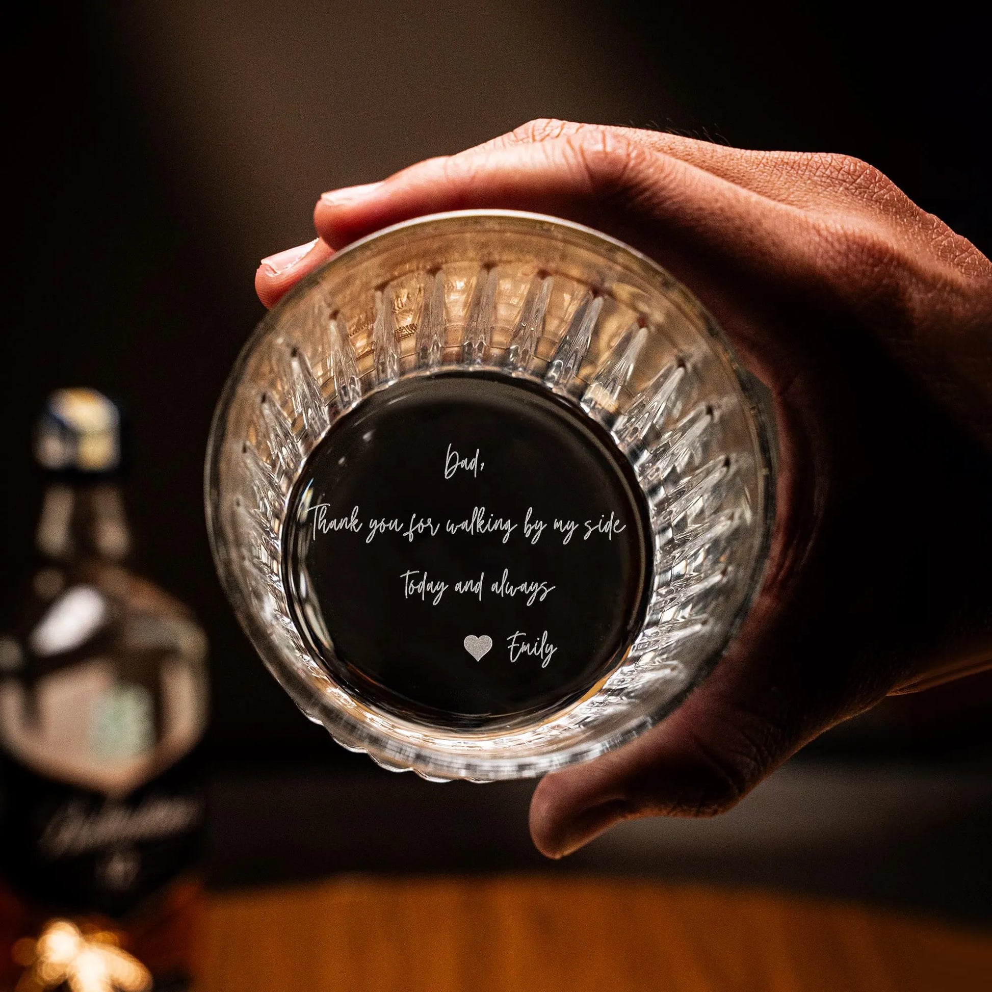Personalized Handwriting Crystal Whiskey Glass for Father of the Bride