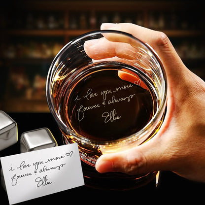 Personalized Handwriting Whiskey Glass - bottom engraved