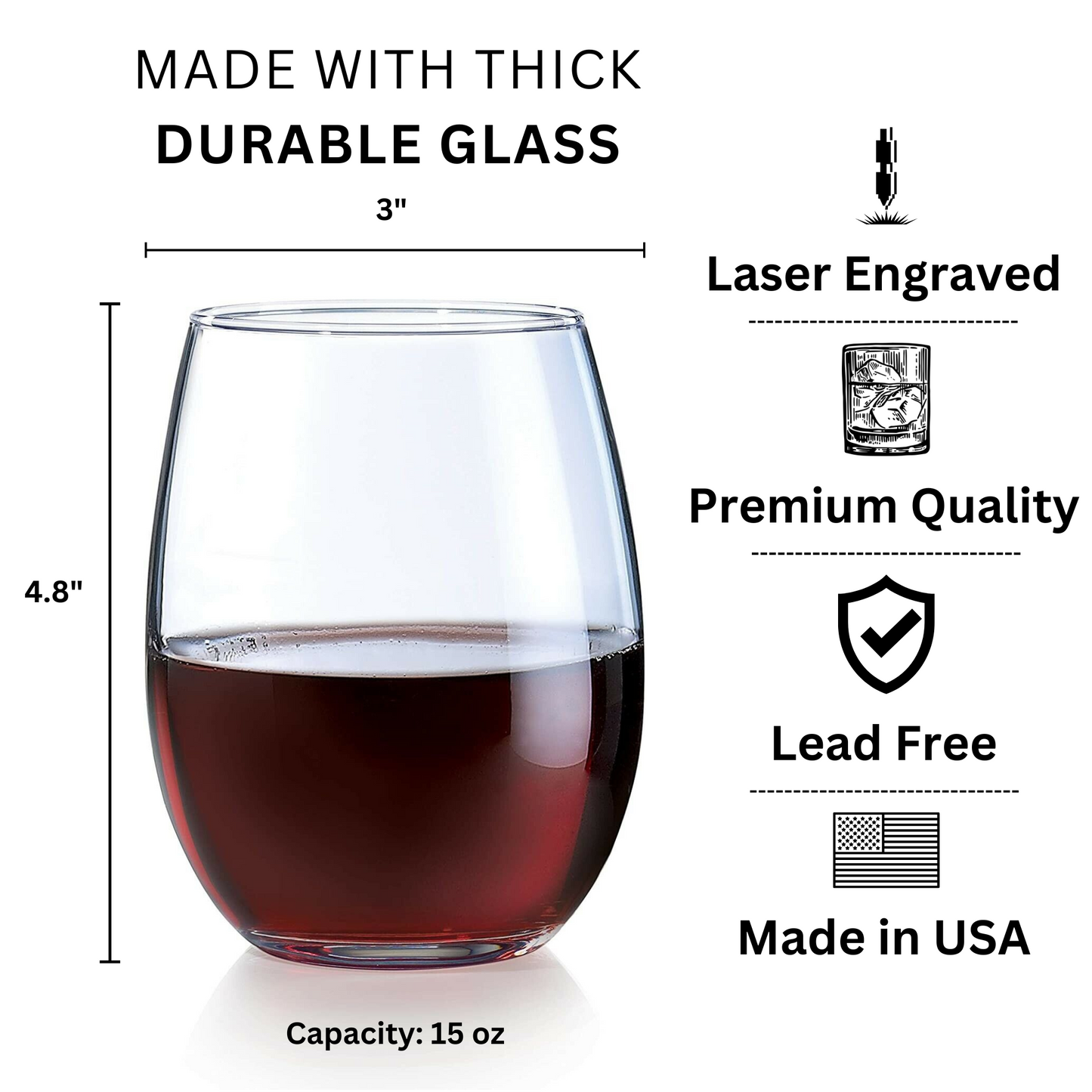 Personalized Birth Flower Stemless Wine Glass