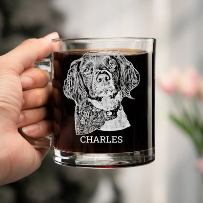 Custom Engraved Dog Photo Coffee Glass