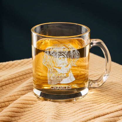 Custom Engraved Dog Photo Coffee Glass