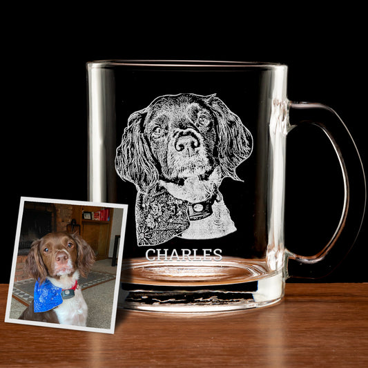 Custom Engraved Dog Photo Coffee Glass