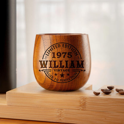 engraved 50th birthday wooden bourbon glasses