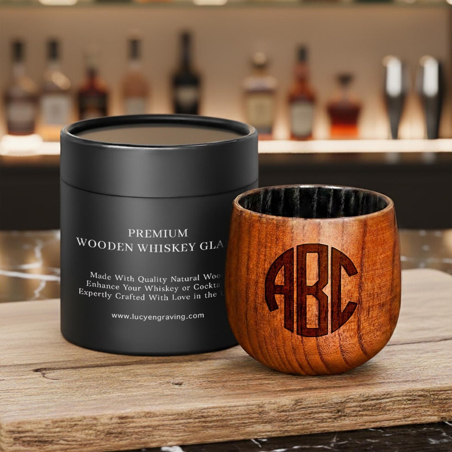 Personalized Groomsmen Wooden Whiskey Glass
