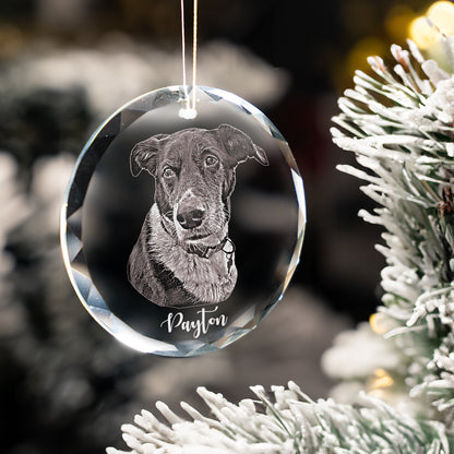 Personalized Pet Glass Ornament Engraved