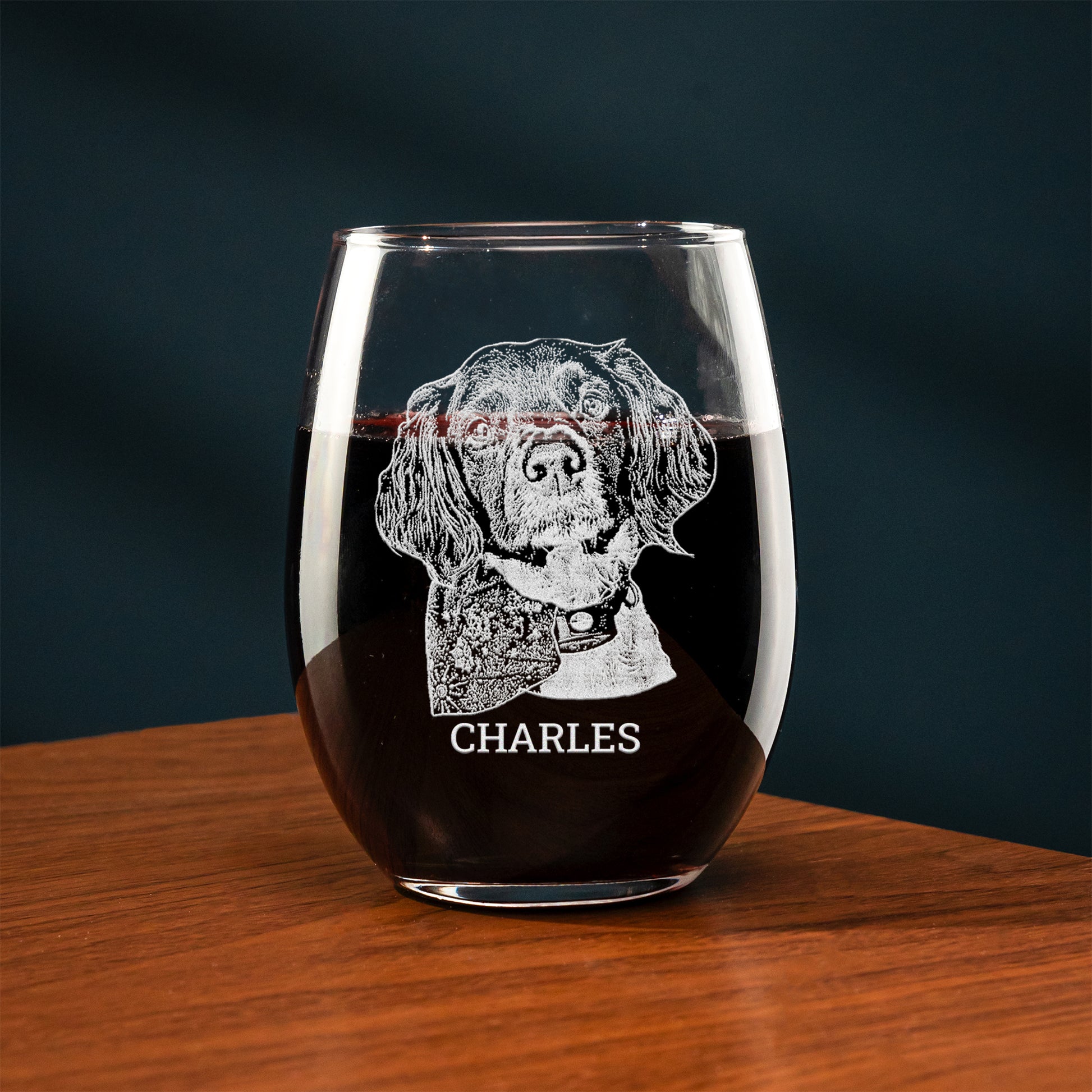 Custom Pet Photo Stemless Wine Glass