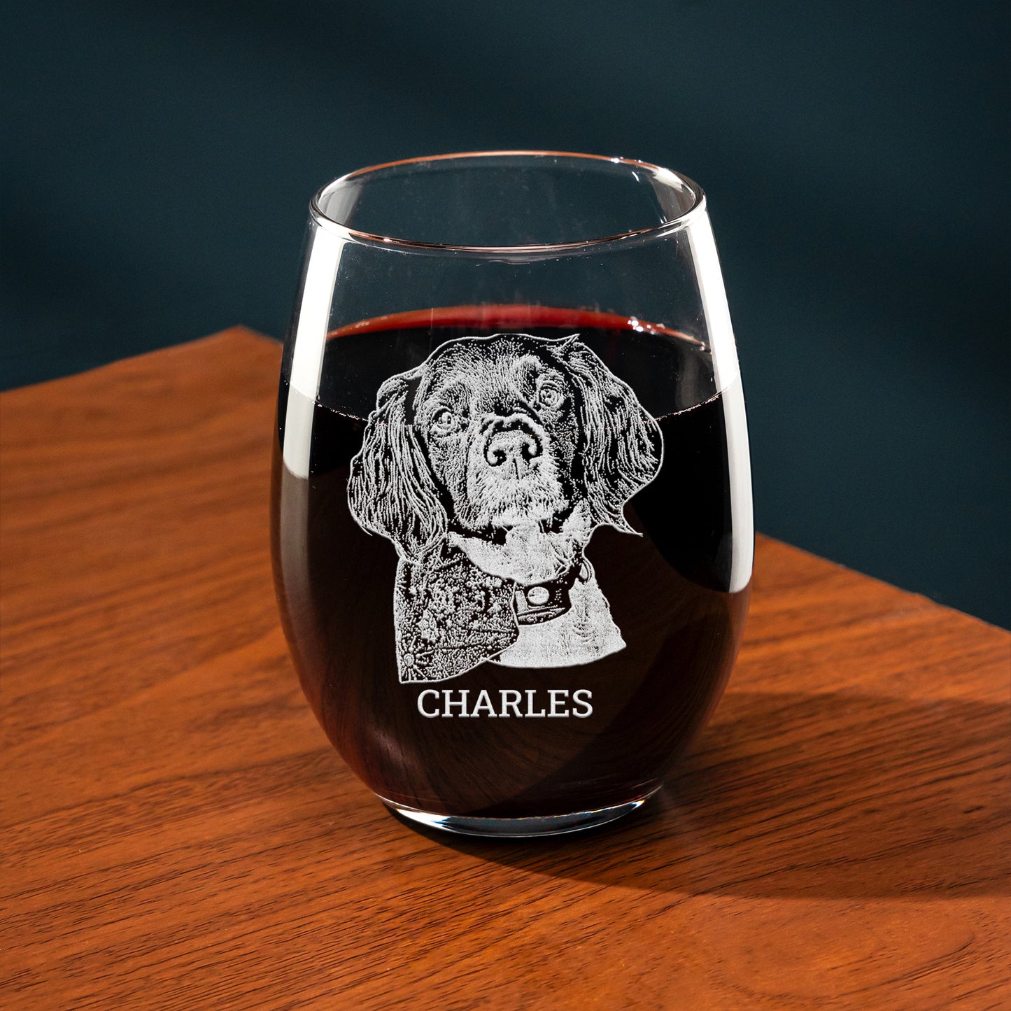 Custom Pet Photo Wine Glass Dog Mom Gift