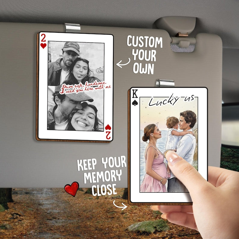 Drive Safe I Love You Personalized Photo Car Visor Clip