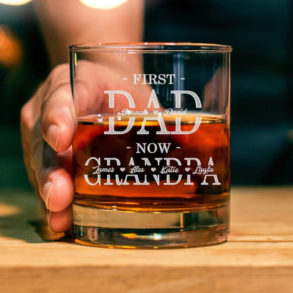 customized whiskey glass first dad now grandpa
