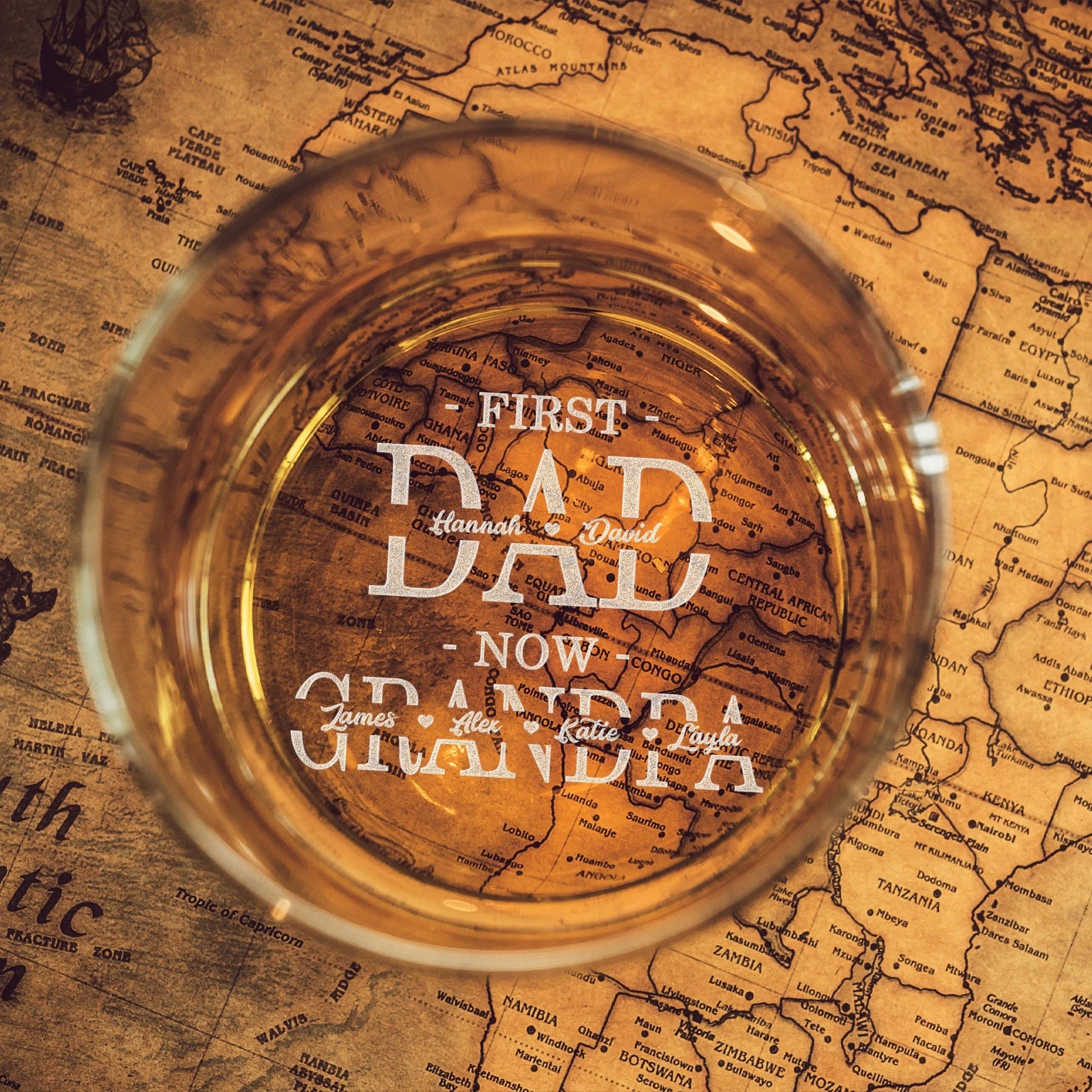 whiskey glasses personalized first dad now grandpa