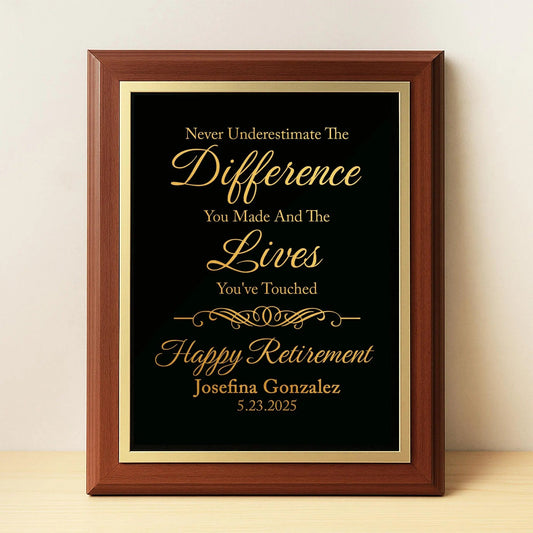Happy Retirement Custom Plaque as a timeless option for employee appreciation ideas