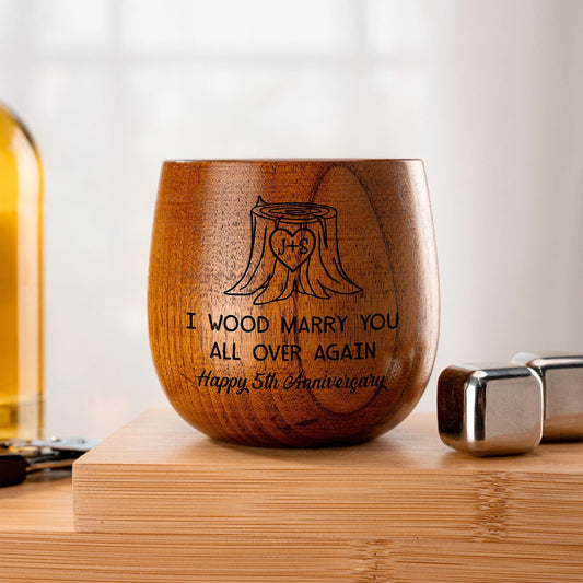 i wood marry you all over again engraved wooden whiskey cup