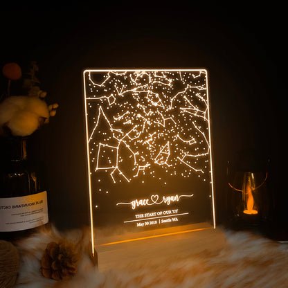 Custom Star Map Night Light Acrylic Engraved