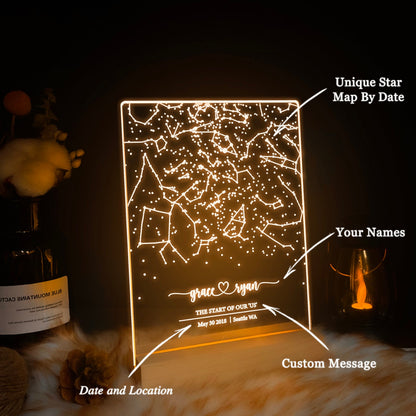 Custom Star Map Night Light Acrylic Engraved