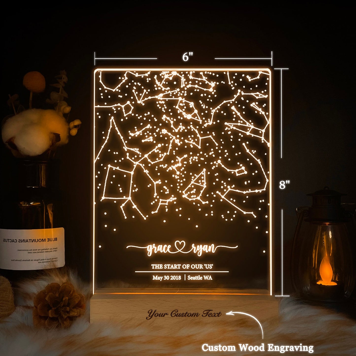 Custom Star Map Night Light Acrylic Engraved